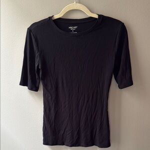 Nine West Black Ribbed Women's Tee